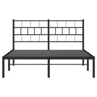 Bedframe met hoofdbord metaal zwart 140x190 cm - thumbnail