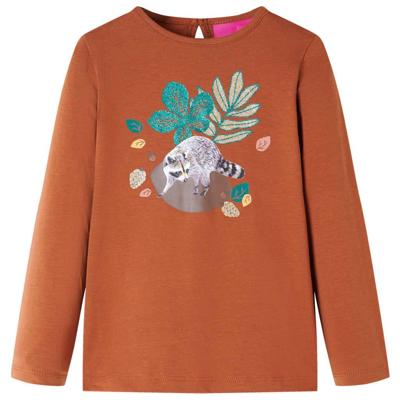 Kindershirt met lange mouwen dierenprint 128 cognackleurig