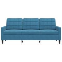 Driezitsbank 180 cm fluweel blauw - thumbnail