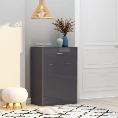vidaXL Schoenenkast 60x35x84 cm spaanplaat hoogglans grijs