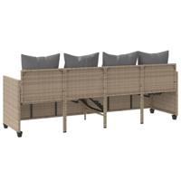 Ligbed met kussens poly rattan beige - thumbnail