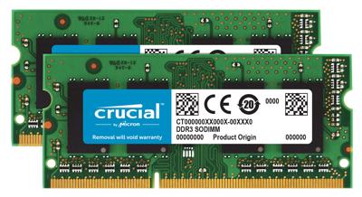 CT2K8G3S160BM - Geheugen - DDR3 (SO-DIMM) - 16 GB: 2 x 8 GB - 204-PIN - 1600 MHz / PC3-12800 - CL11