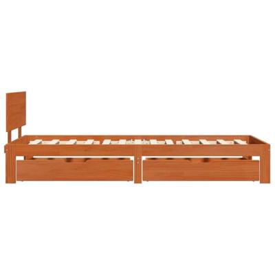 Bedframe met hoofdeinde 3 pcs Wasbruin Massief Vurenhout