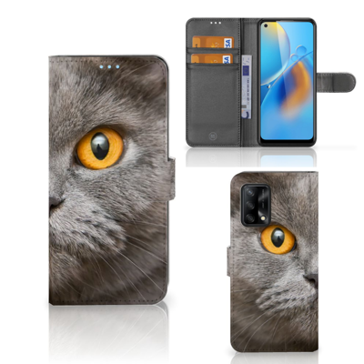 Telefoonhoesje | Met pasjeshouder | OPPO A74 4G Britse Korthaar Telefoonhoesje | Met pasjeshouder | OPPO A74 4G Britse Korthaar