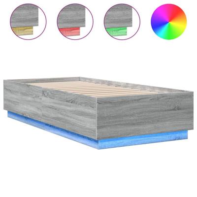 Bedframe met LED-verlichting grijs sonoma eiken 100x200 cm