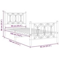 Bedframe met hoofd- en voeteneinde metaal wit 90x190 cm - thumbnail