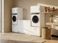Kast WASHING 2 machines met kast met werkblad LARGE wit - thumbnail