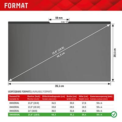 DISPLEX Privacy Safe Privacyfolie Laptop 39,6 cm (15,6) Beeldverhouding: 16:9 01763 Universal