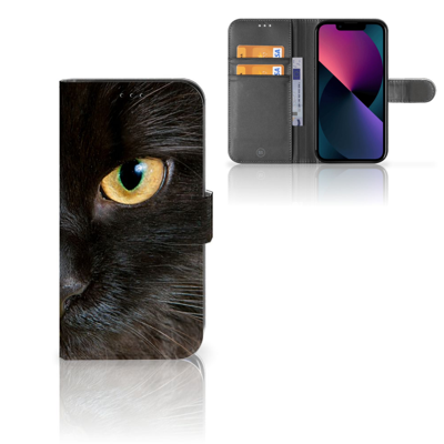 Apple iPhone 13 | Telefoonhoesje | Met pasjeshouder | Zwarte Kat