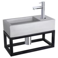 Differnz Ravo fonteinset beton lichtgrijs kraan recht chroom 38.5 x 18.5 x 9 cm met handdoekrek - thumbnail