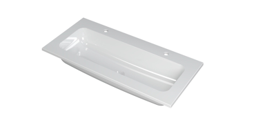 INK Faktor Wastafel Polystone Centraal met 2 Kraangaten - 1000x450x15 mm - Glans Wit