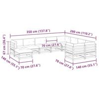 10-delige Loungeset met kussens massief grenenhout wasbruin - thumbnail