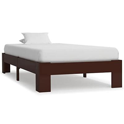 Bedframe massief grenenhout donkerbruin 90x200 cm