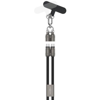 Lanyard Laadkabel Type-C / Type-C 120 cm zwart Lanyard Laadkabel Type-C / Type-C 120 cm zwart