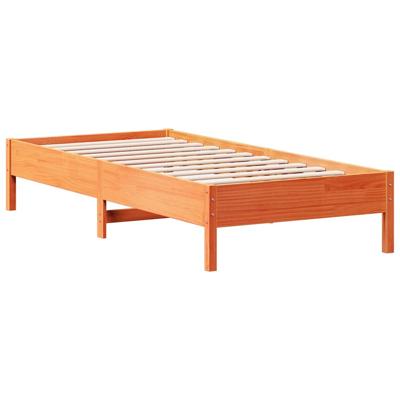 Bed met boekenkast zonder matras grenenhout wasbruin 120x200 cm