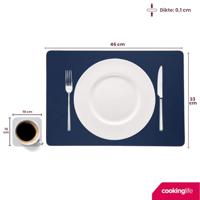Cookinglife 6 Placemats + 6 Onderzetters - Dubbelzijdig - Vegan leer - Blauw / Grijs - thumbnail