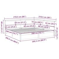 Bed met boekenkast zonder matras grenenhout wit 200x200 cm - thumbnail