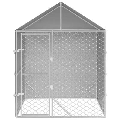 Hondenkennel met dak 2x2x2,5 m gegalvaniseerd staal zilver - thumbnail