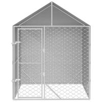 Hondenkennel met dak 2x2x2,5 m gegalvaniseerd staal zilver - thumbnail