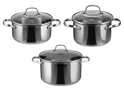 SILVERCREST Set van 3 RVS kookpannen