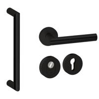Hardbrass Voordeurset rond 3-delig met greep Nairobi SKG3 met kerntrekbeveiliging - zwart - thumbnail