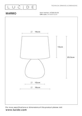 Lucide MARMO - Tafellamp - Ø 16 cm - 1xE14 - Zwart