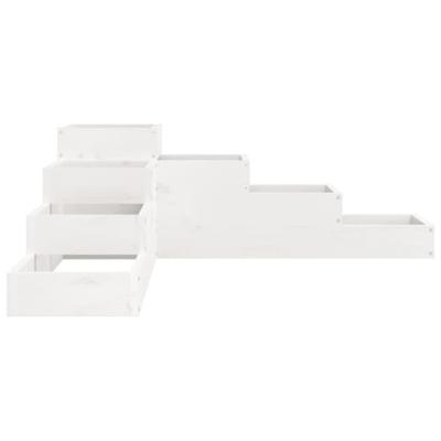 Plantenbak 4-laags 106x104,5x36 cm massief grenenhout wit - thumbnail