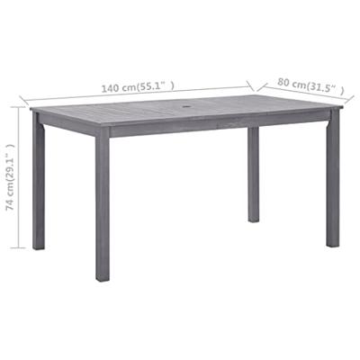 VidaXL Tuintafel 140x80x74 cm massief acaciahout greywash