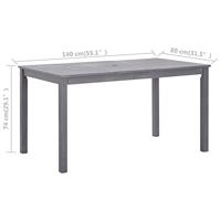 Tuintafel 140x80x74 cm massief acaciahout greywash - thumbnail