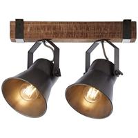 Brilliant 2-lichts plafondlampDecca zwart met bruin - 85829/46 - thumbnail