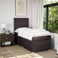 Boxspring met matras stof donkerbruin 90x190 cm - thumbnail