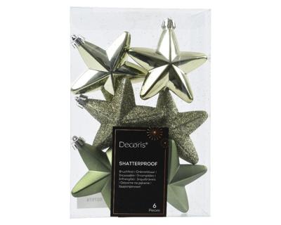 Ster plastic l2b7.5h7.5 cm rsmrn 6st kerst Decoris - Decoris