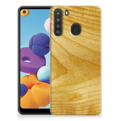 Samsung Galaxy A21 | Bumper Hoesje | Licht Hout