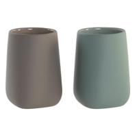 Tandenborstelhouder DKD Home Decor Groen Beige Dolomite 8 x 8 x 11 cm (2 Stuks) - thumbnail