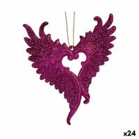 Kerstversiering Engelenvleugels Fuchsia Plastic Purpurine 12 x 13 x 2,5 cm (24 Stuks) - thumbnail