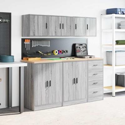 Garagewandkasten 2 st spaanplaat Sonoma grijs Garagewandkasten 2 st spaanplaat Sonoma grijs