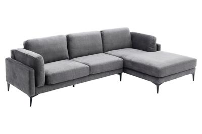 Design hoekbank MANHATTAN 295cm donkergrijs fluwelen binnenvering 3 zits metalen poten - 44277