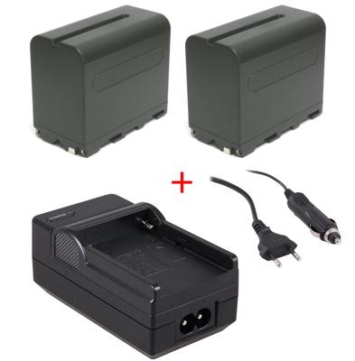 2 x Accu NP-F970 + accu-lader voor LED-lampen en div. Sony videocamera's 2 x Accu NP-F970 + accu-lader voor LED-lampen en div. Sony videocamera's
