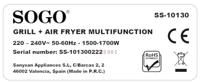 SOGO Human Technology Tafelgrill 4 l 1700 W max. Oververhittingsbeveiliging, Timerfunctie, Traploze temperatuurregeling, BPA-vrij Zwart, RVS - thumbnail