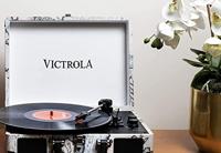 Victrola (DE) DRAAITAFEL VINTAGE KOFFER DRAAGBAAR MET BEDRUKTE KAART - thumbnail