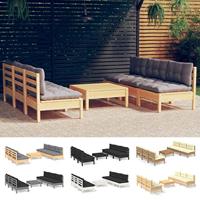 7-delige Loungeset met grijze kussens grenenhout - thumbnail