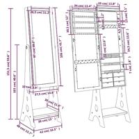 VidaXL Sieradenkast met spiegel met led-verlichting vrijstaand wit - thumbnail