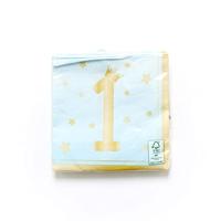 Blauwe Servetten Verjaardag 1 Jaar Sterretjes (16st) - thumbnail
