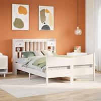 Bedframe zonder matras massief grenenhout wit 140x200 cm - thumbnail
