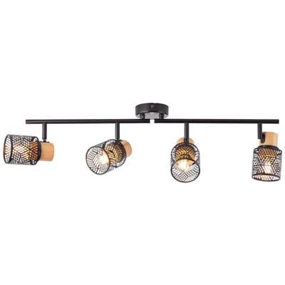 Brilliant SpotsSanty 4-lichts zwart met hout - 99398/76