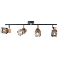 Brilliant SpotsSanty 4-lichts zwart met hout - 99398/76 - thumbnail