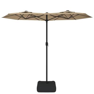 Parasol dubbel dak met LED's 316x240 cm taupe