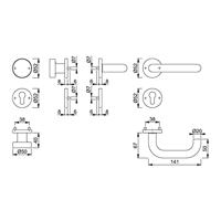 Hoppe deurbeslag kruk/knop - incl. pc-rozetten - Paris - deurdikte 37/42mm - RVS - thumbnail
