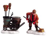 Lemax street sweeper s/2 kerstdorp figuur type 3 2005 - thumbnail