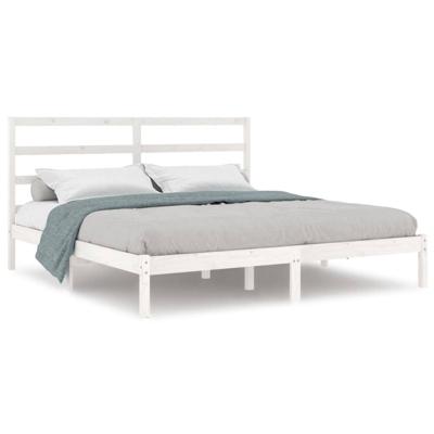 Bedframe zonder matras massief grenenhout wit 200x200 cm